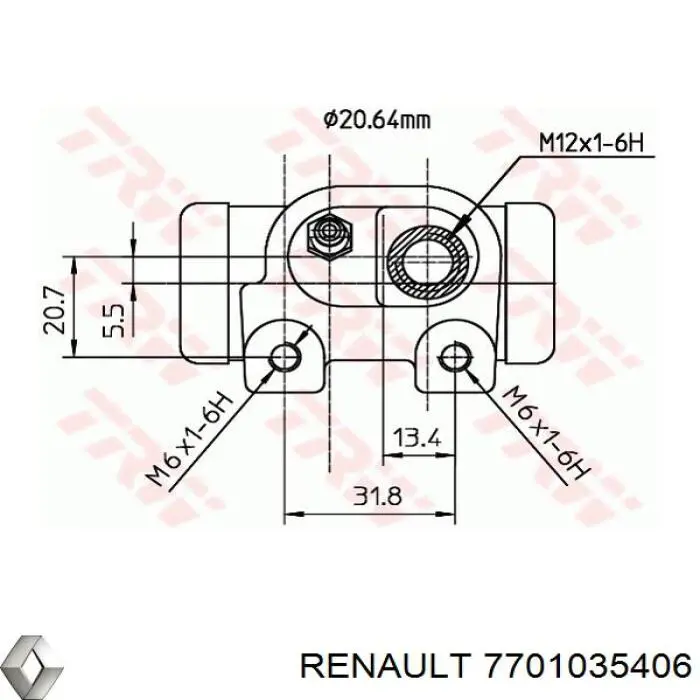 7701035406 Renault (RVI) цилиндр тормозной колесный рабочий задний