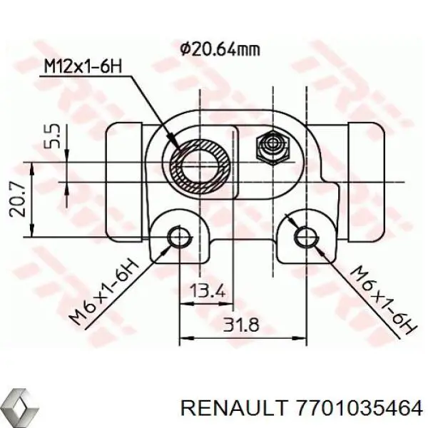 7701035464 Renault (RVI) цилиндр тормозной колесный рабочий задний