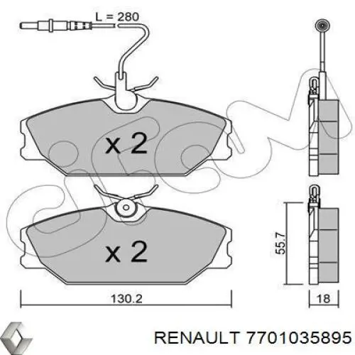 7701035895 Renault (RVI) скоба тормозного суппорта переднего