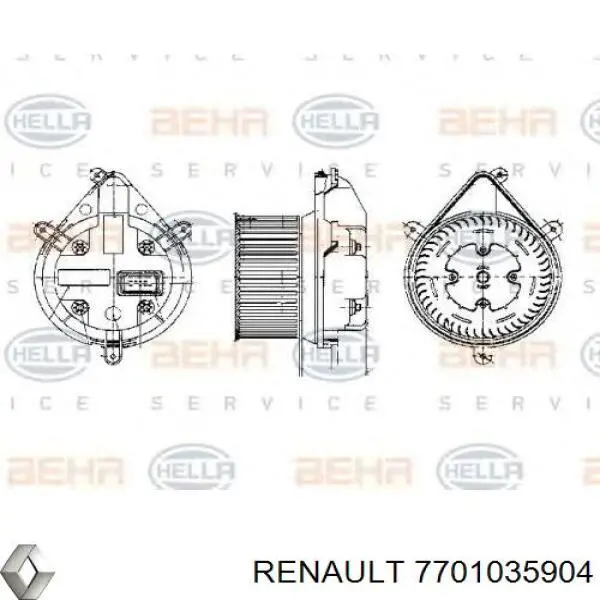 Вентилятор печки 7701035904 Renault (RVI)