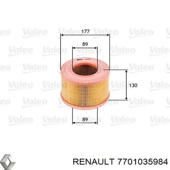 Воздушный фильтр 7701035984 Renault (RVI)