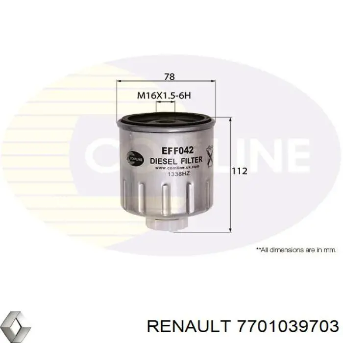 Фильтр тонкой очистки топлива Renault (RVI) 7701039703 цена, от 9.81 USD