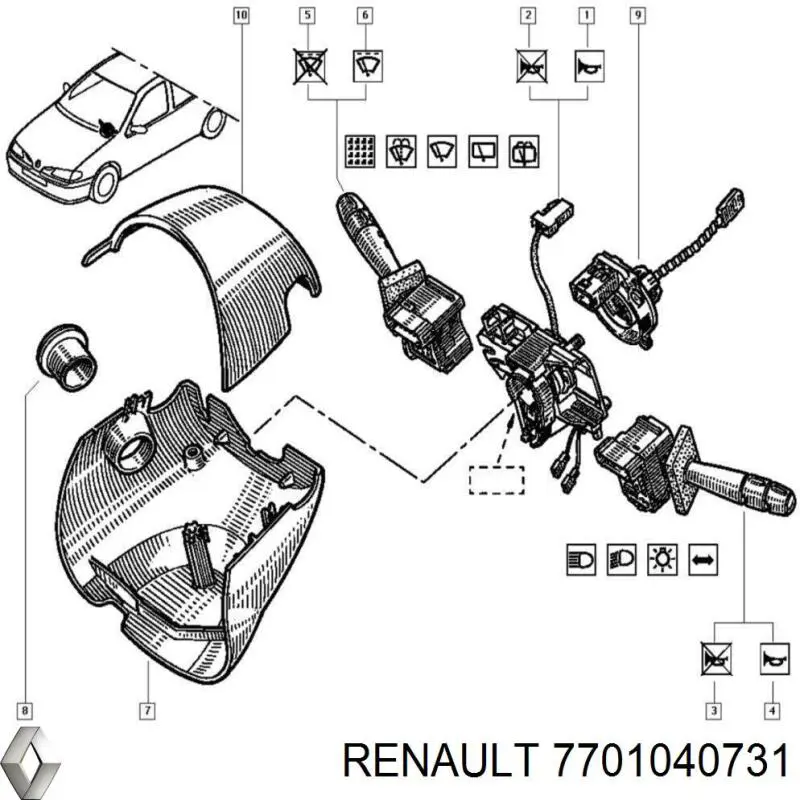 7701040731 Renault (RVI) Переключатель подрулевой, правый