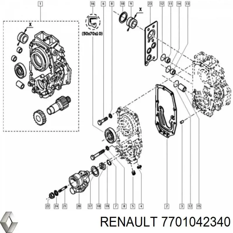 Сальник коленвала 7701042340 Renault (RVI)