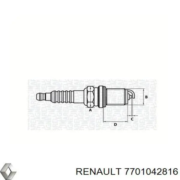 Свеча зажигания Renault (RVI) 7701042816 цена, от 2.59 USD