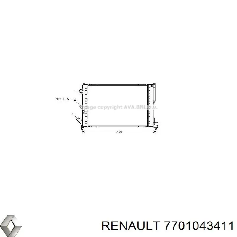 Радиатор охлаждения двигателя Renault (RVI) 7701043411 цена, от 57.36 USD