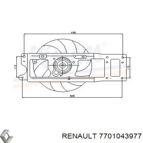 Крыльчатка радиатора охлаждения 7701043977 Renault (RVI)