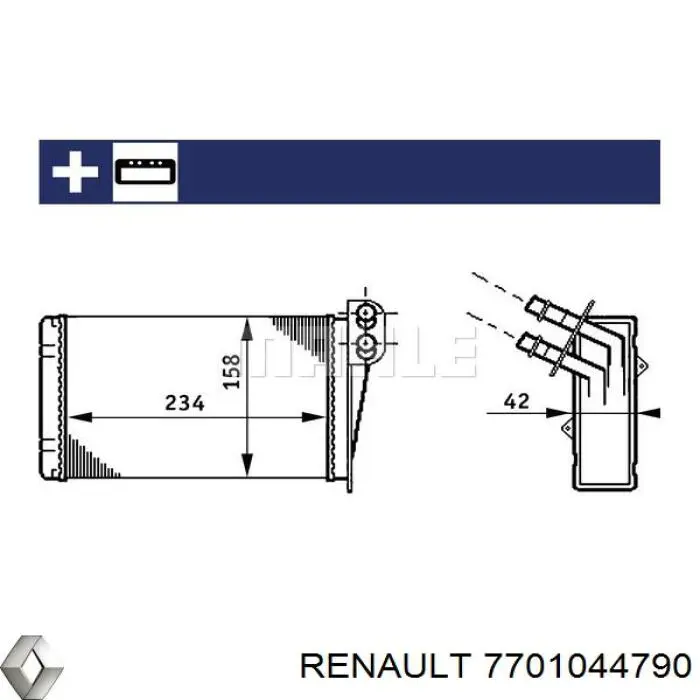 Купить 7701044790 Renault (RVI) Радиатор печки