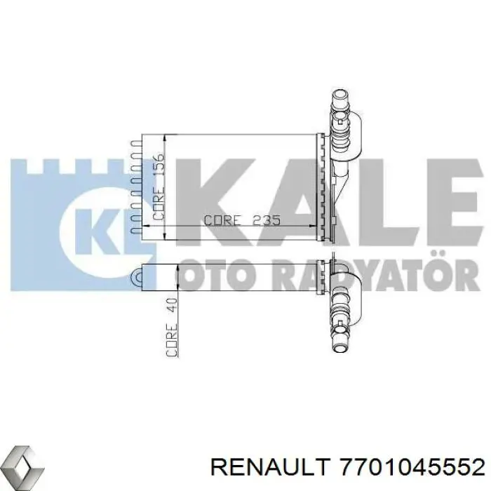 Купить 7701045552 Renault (RVI) Радиатор печки