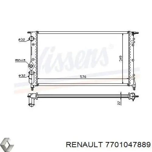 Купить 7701047889 Renault (RVI) Радиатор водяной