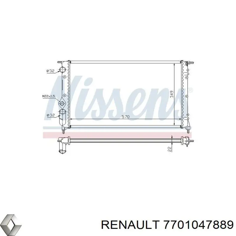 Радиатор охлаждения двигателя Renault (RVI) 7701047889 цена, от 53.77 USD