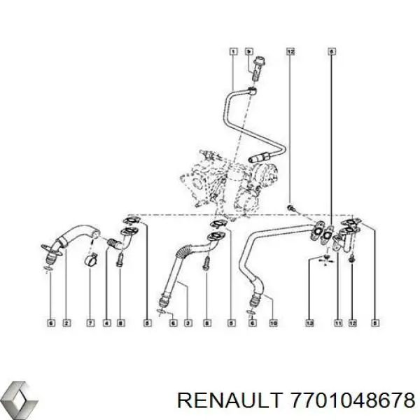Купить 7701048678 Renault (RVI) Прокладка шланга отвода масла от турбины