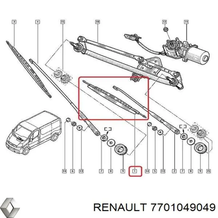 Купить 7701049049 Renault (RVI) Щетка-дворник лобового стекла водительская