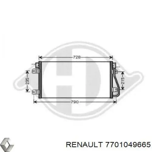 Радиатор кондиционера 7701049665 Renault (RVI)