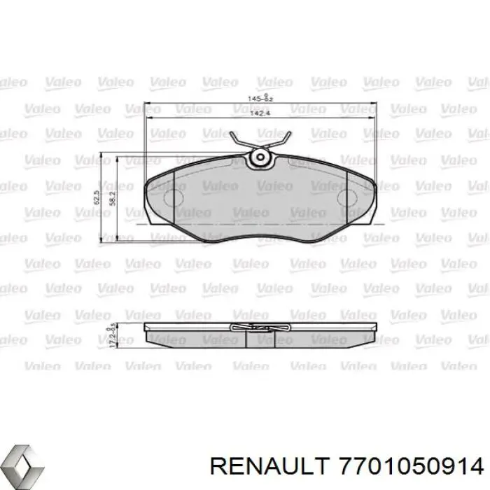 Sapatas do freio dianteiras de disco Renault (RVI) 7701050914 preço, a partir de 49,76 USD