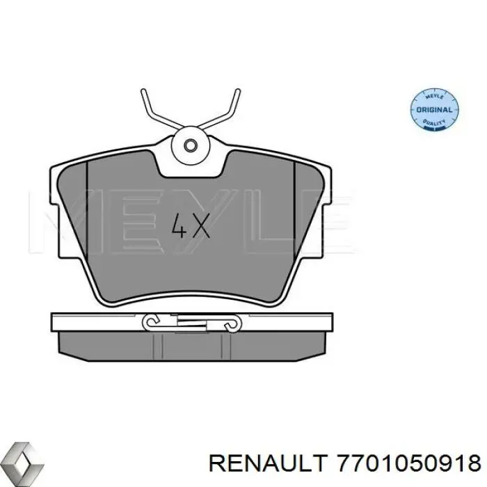 Задние тормозные колодки 7701050918 Renault (RVI)