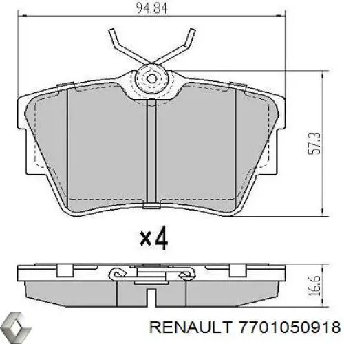 Колодки дисковые  Renault (RVI) 7701050918 цена, от 18.35 USD
