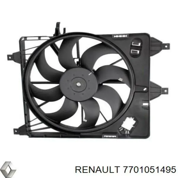 7701051495 Renault (RVI) диффузор радиатора охлаждения, в сборе с мотором и крыльчаткой
