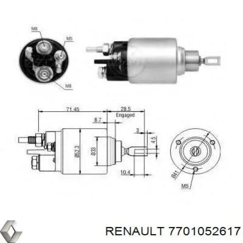 Реле втягивающее стартера Renault (RVI) 7701052617