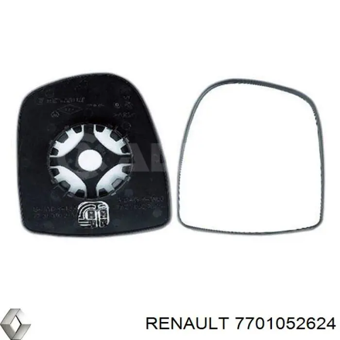 Зеркальный элемент зеркала заднего вида правого Renault (RVI) 7701052624