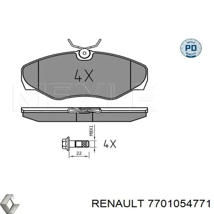 Передние тормозные колодки 7701054771 Renault (RVI)