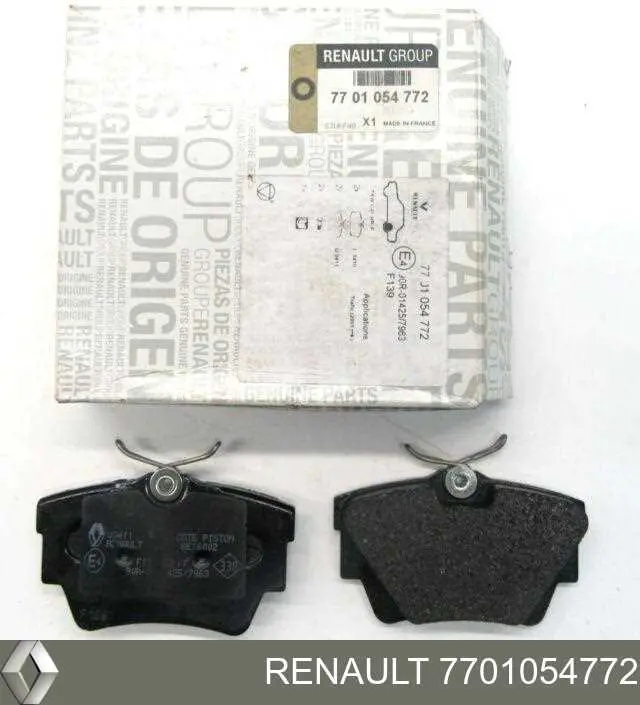 Задние тормозные колодки 7701054772 Renault (RVI)