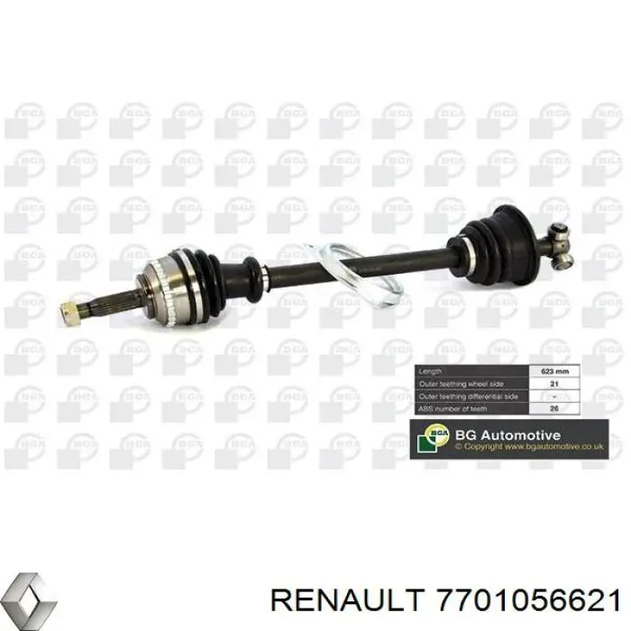 Полуось (привод) передняя левая 7701056621 Renault (RVI)