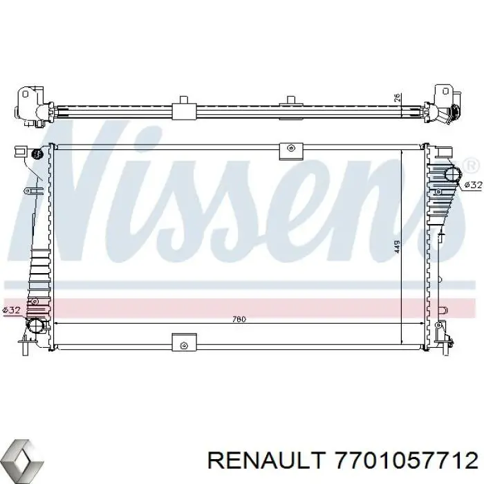 Радиатор охлаждения двигателя Renault (RVI) 7701057712 цена, от 115.19 USD
