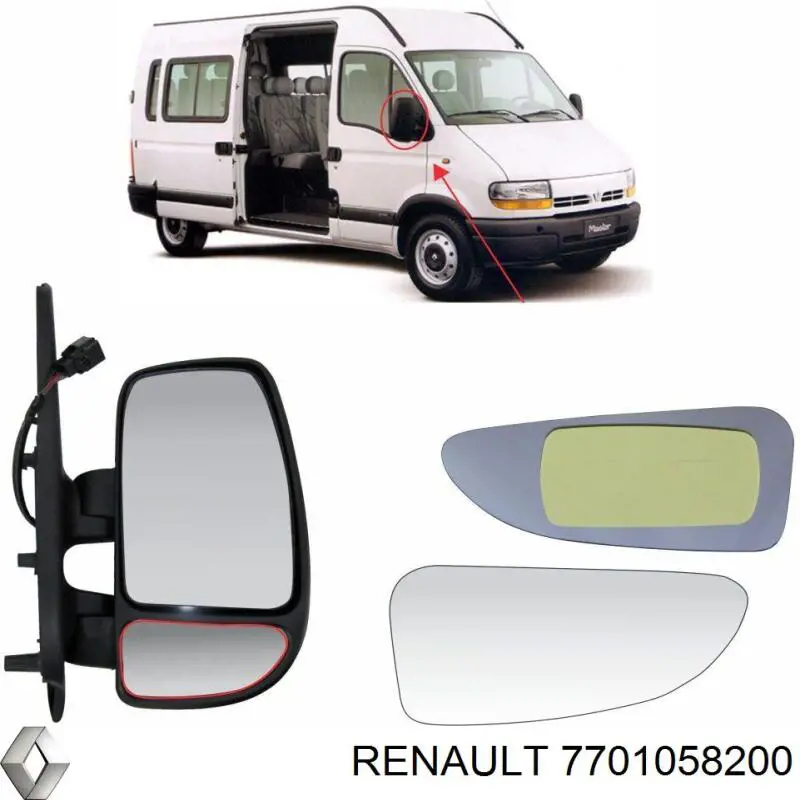 Купить 7701058200 Renault (RVI) Стекло правого зеркала заднего вида