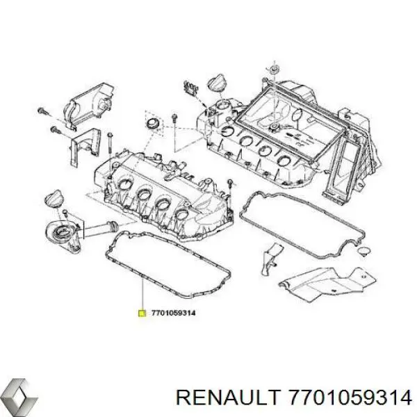 Прокладка клапанной крышки двигателя Renault (RVI) 7701059314