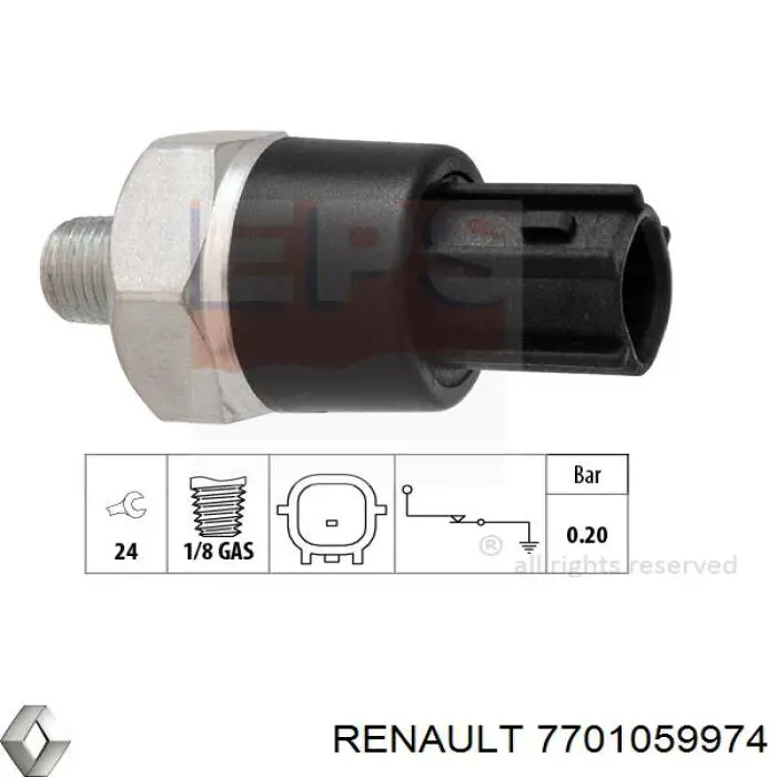 Indicador, presión del aceite 7701059974 Renault (RVI)