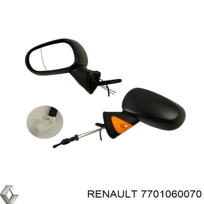 7701060070 Renault (RVI) espelho de retrovisão esquerdo