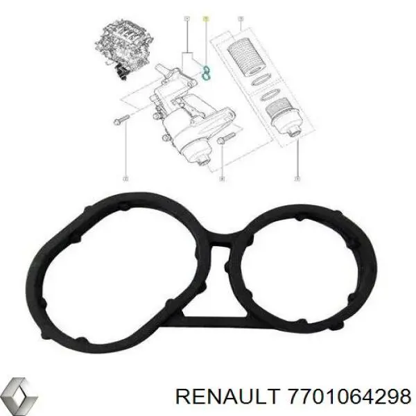 Прокладка адаптера масляного фильтра Renault (RVI) 7701064298 цена, от 12.42 USD