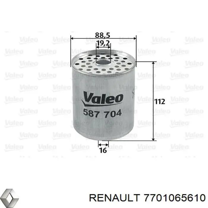 Filtro combustible 7701065610 Renault (RVI)