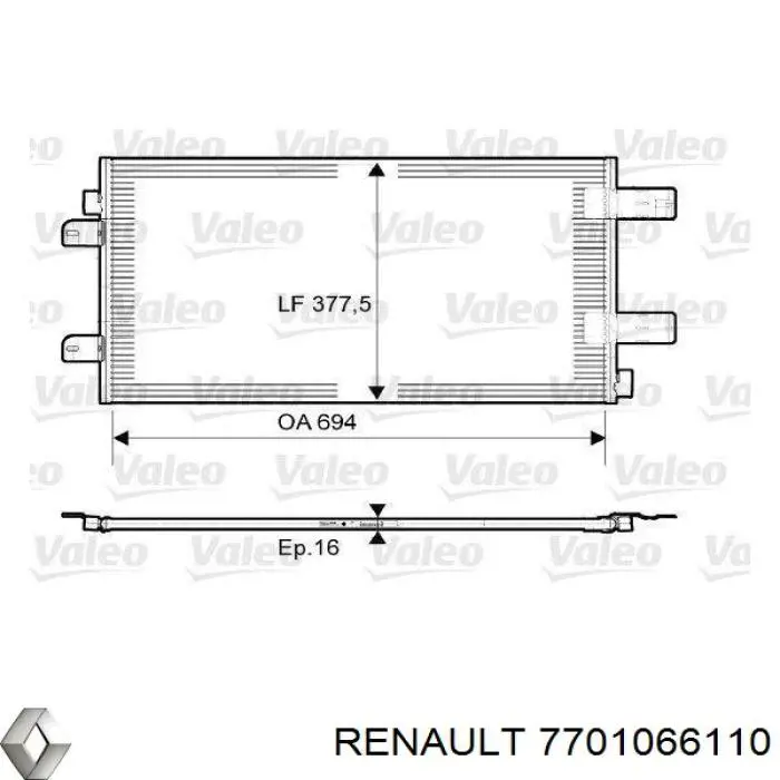 Радиатор кондиционера 7701066110 Renault (RVI)