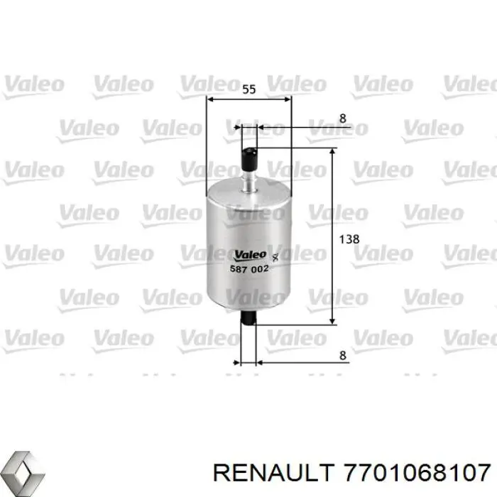 Filtro combustible 7701068107 Renault (RVI)