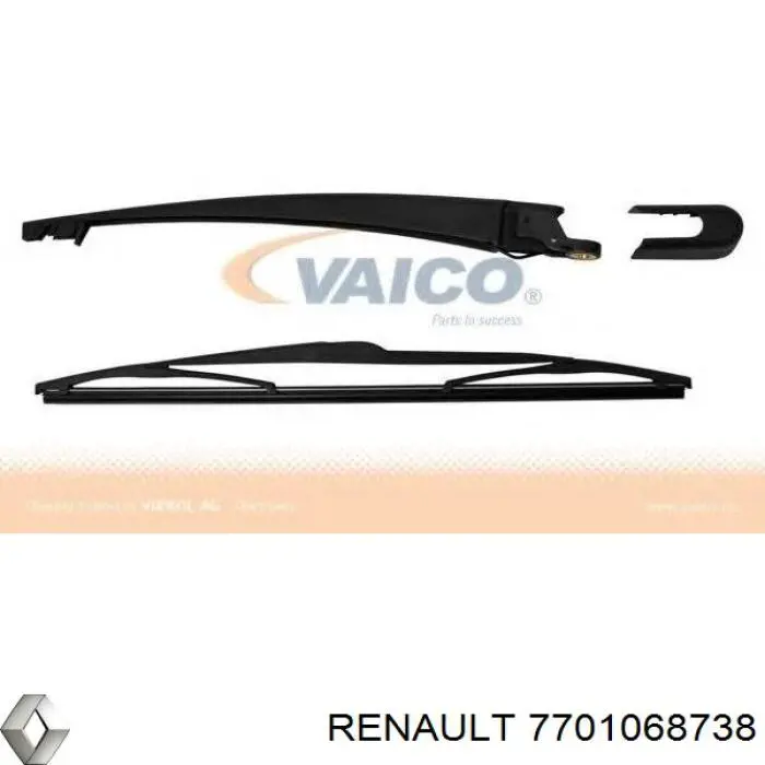 7701068738 Renault (RVI) braço de limpa-pára-brisas de vidro traseiro