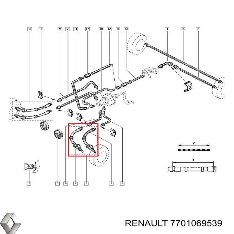 Тормозной шланг 7701069539 Renault (RVI)