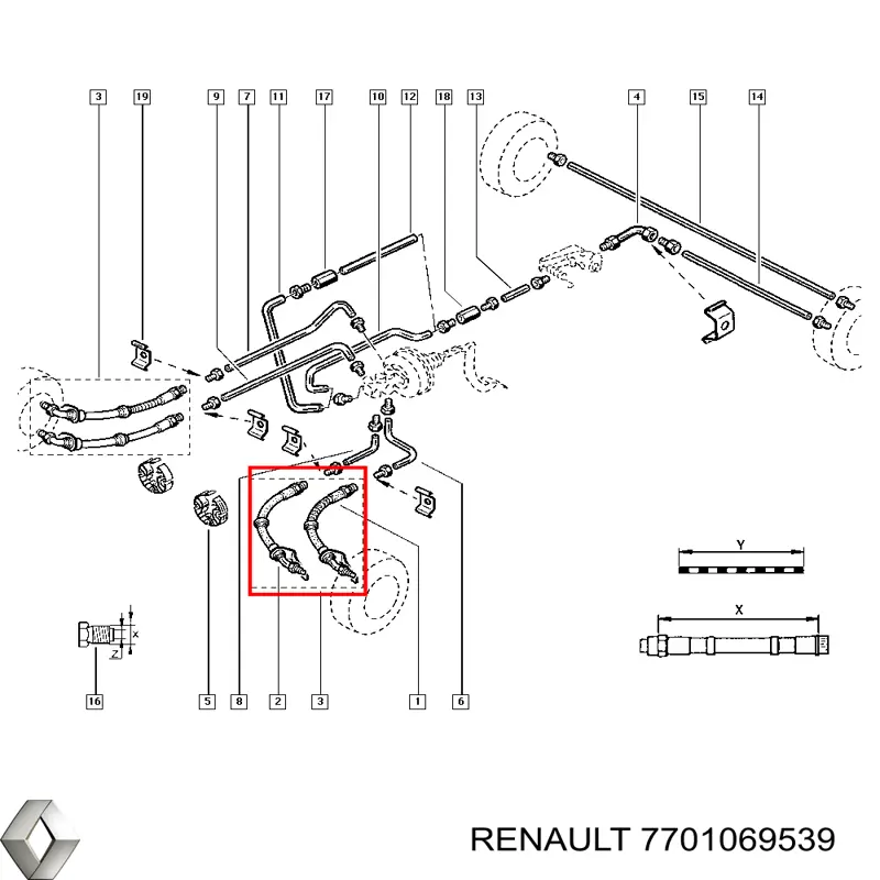 Tubo flexible de frenos 7701069539 Renault (RVI)