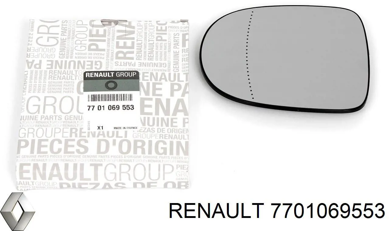 7701069553 Renault (RVI) зеркальный элемент зеркала заднего вида левого