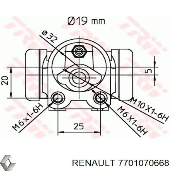 Рабочий тормозной цилиндр Renault (RVI) 7701070668 цена, от 8.46 USD