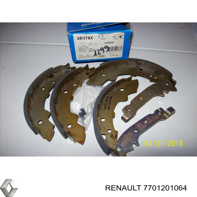 Задние барабанные колодки 7701201064 Renault (RVI)