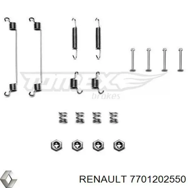 Монтажный комплект задних барабанных колодок 7701202550 Renault (RVI)