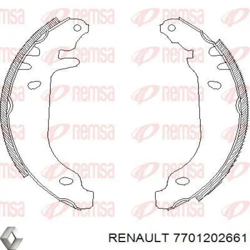 Задние барабанные колодки 7701202661 Renault (RVI)