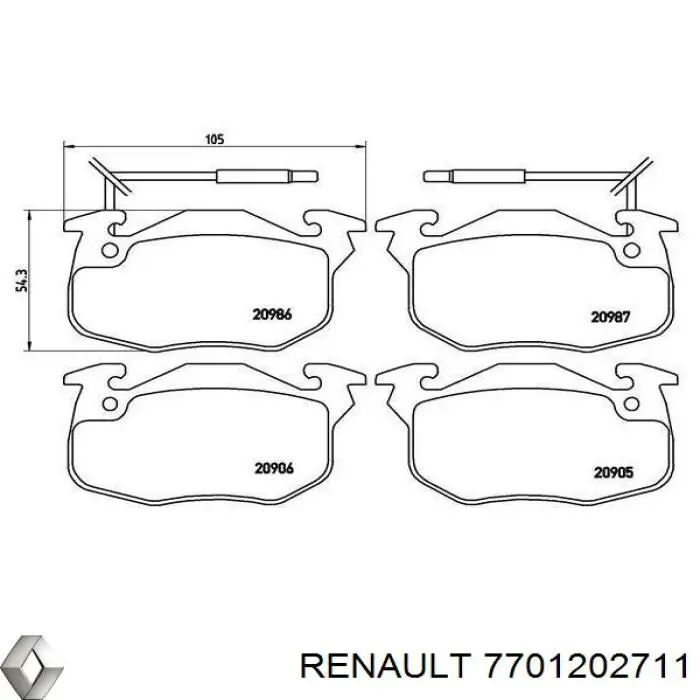 Колодки Renault (RVI) 7701202711 цена, от 14.68 USD