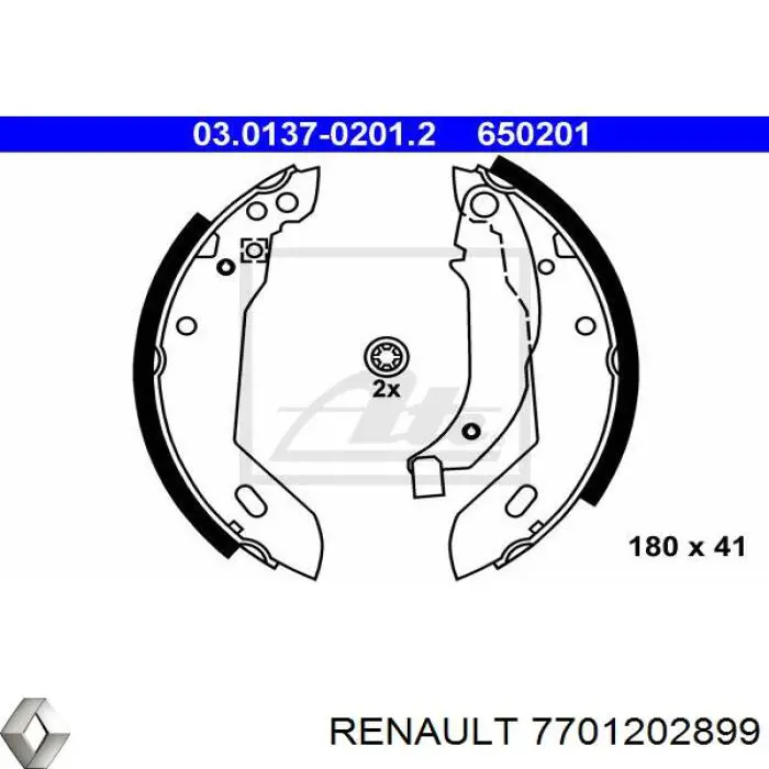 Задние барабанные колодки 7701202899 Renault (RVI)