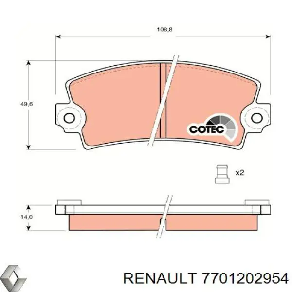7701202954 Renault (RVI) Колодки передние
