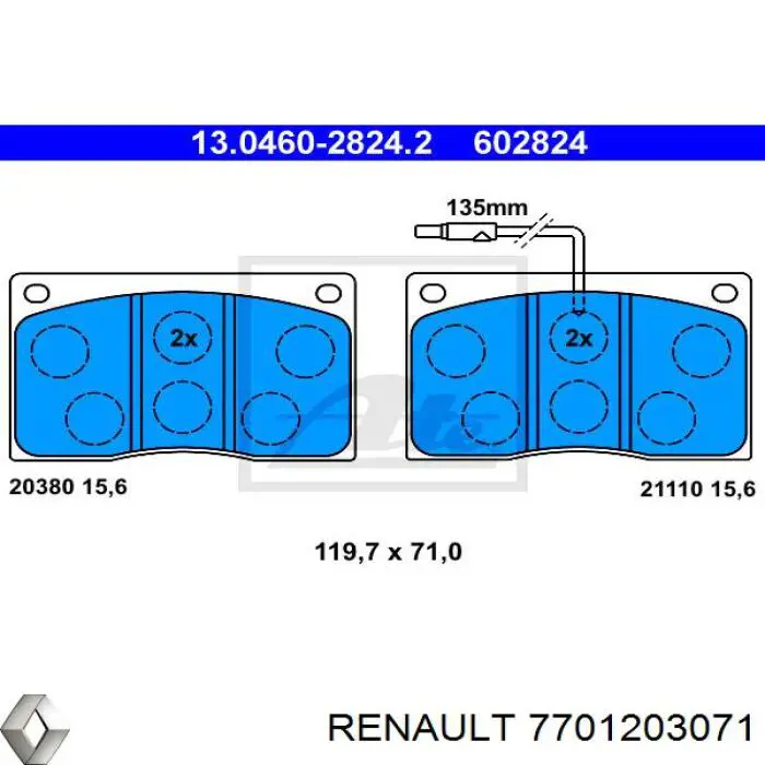 7701203071 Renault (RVI) Колодки передние
