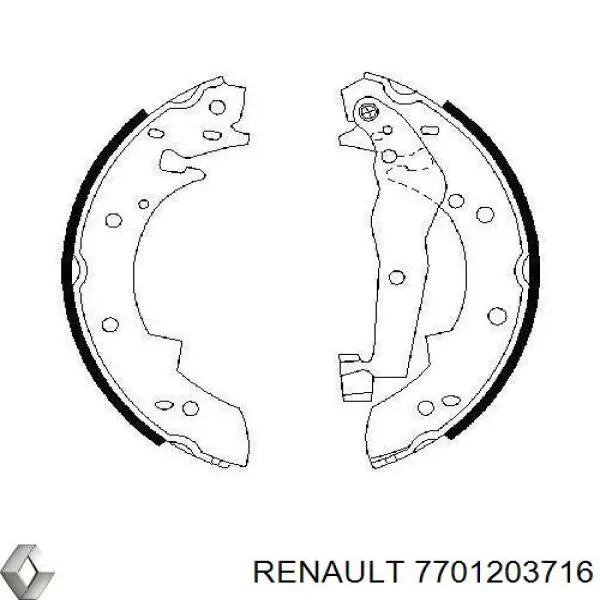 Zapatas de frenos de tambor traseras 7701203716 Renault (RVI)