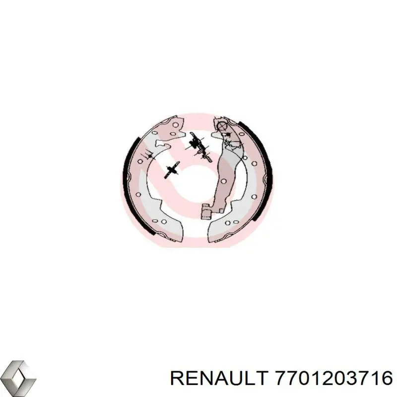 Купить 7701203716 Renault (RVI) Задние барабанные тормозные колодки